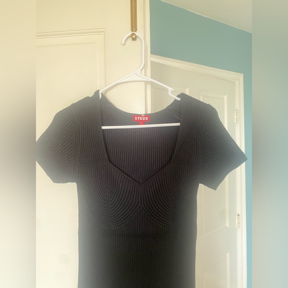 STAUD Black Knit Camden Maxi/Midi Dress - Picture 9 of 11
